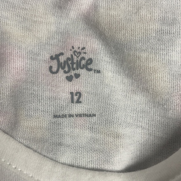 Girl's Large, Justice white graphic Tee, Peace happiness love, NWOT, Glitter - Picture 6 of 6